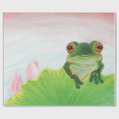 池リラックスにカエル ラッピングペーパー (フラット)
