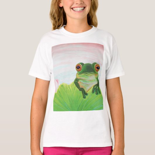 池リラックスにカエル Tシャツ (正面)