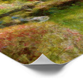 池日本のの横の赤い神社 ポスター (角)