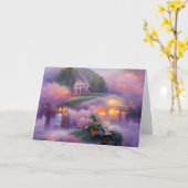 池白熱［赤熱］光を放つのガゼボと紫の藤 カード (黄色い花)