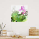 池蓮中国の筆絵画の芸術 ポスター (キッチン)