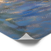 池遊の夕日に照らされた子供たち – 印象派 ポスター (角)