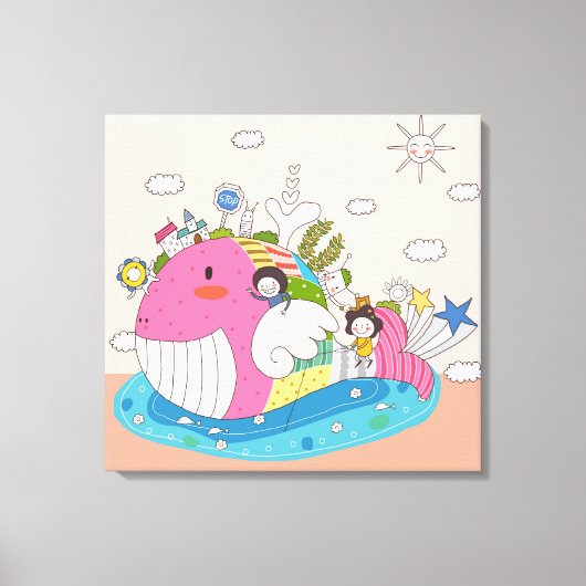 池遊の子は魚 キャンバスプリント (正面)