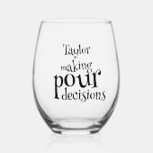 決おもしろい定の応援パーソナライズされた ステムなしワイングラス (正面)