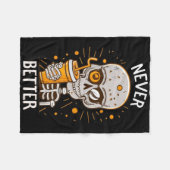 決しておもしろいより良いスケルトンのコーヒーのハローを飲む フリースブランケット (正面(横))