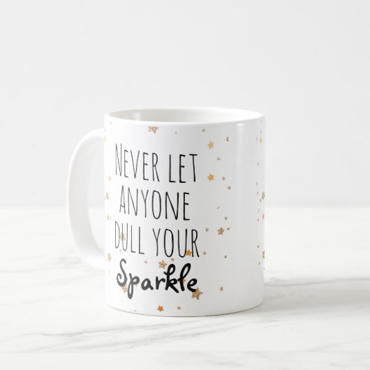決してだれでも鈍くしますあなたの輝きの金ゴールドの星を許可しないで下さい コーヒーマグカップ (正面左)