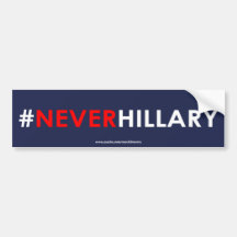 決してヒラリーのバンパーステッカーの#NEVERHILLARY (青い)