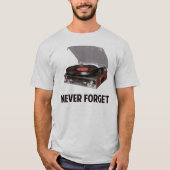 決してビニールのレコードプレーヤを忘れないで下さい Tシャツ (正面)