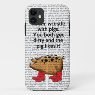決してブタと苦闘しないで下さい iPhone 11 ケース