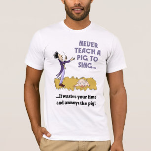 決してメンズワイシャツを歌うためにブタを教えないで下さい Tシャツ