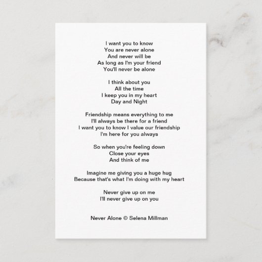 「決して一人じゃない」詩 エンクロージャーカード (正面)