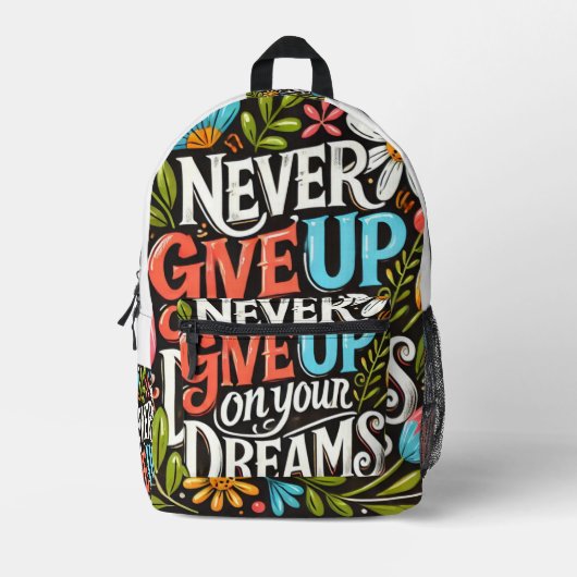 決して与え夢の上にアップしないプリントカットソーバッグ プリントバックパック (正面)