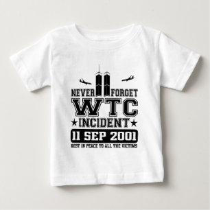 決して世界貿易センター2001年9月11日忘れないで下さい ベビーTシャツ