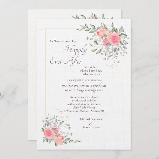 決して二番目の結婚式招待状遅れではない 招待状 (正面/裏面)