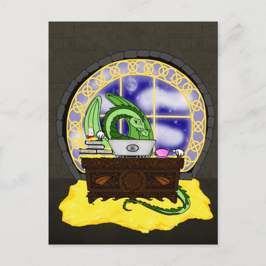 決して仕事の睡眠のドラゴン ポストカード (正面)