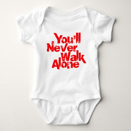 決して単独で歩きません ベビーボディスーツ (正面)