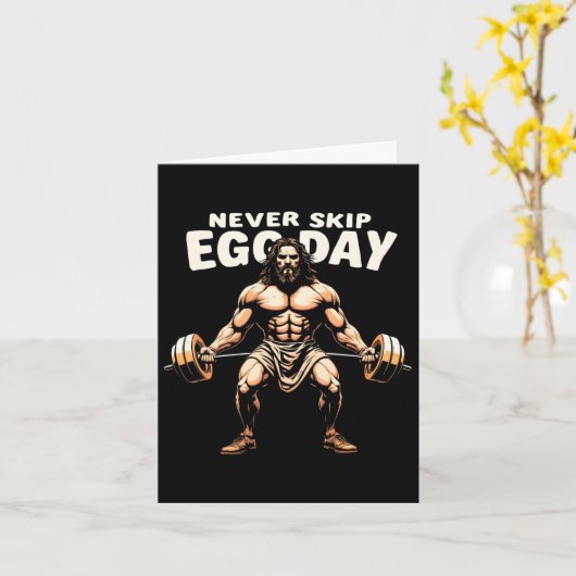 決して卵の日ティーイエズイースターおもしろいジムレッグをスキップ カード (黄色い花)