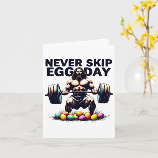 決して卵の日ティーイエズイースターおもしろいジムレッグをスキップ カード (黄色い花)