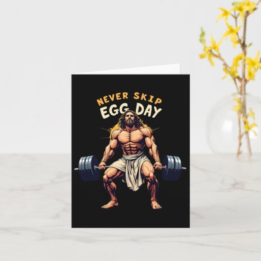 決して卵の日ティーイエズイースターおもしろいジムレッグをスキップ カード (黄色い花)