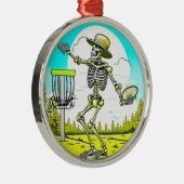 決して古すぎずディスクゴルフ |スケルトンのスロー メタルオーナメント (右)