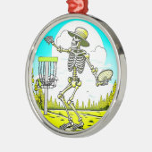 決して古すぎずディスクゴルフ |スケルトンのスロー メタルオーナメント (左)