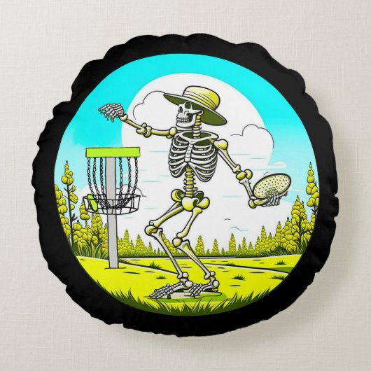 決して古すぎずディスクゴルフ |スケルトンのスロー ラウンドクッション (正面)