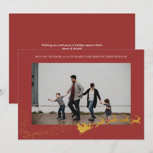 決して古すぎない 赤い偽の金の輝きの写真 シーズンカード (正面/裏面)