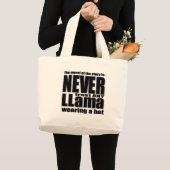 決して帽子でラマを信頼しないで下さい ラージトートバッグ (正面(商品))