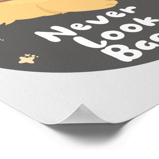 決して戻ってロックかわいいおもしろいhappy dog jumping ポスター (角)