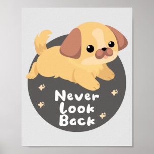 決して戻ってロックかわいいおもしろいhappy dog jumping ポスター