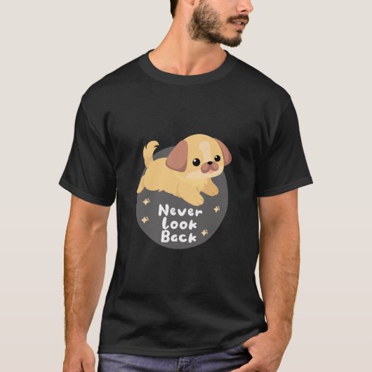 決して戻ってロックかわいいおもしろいhappy dog jumping tシャツ (正面)