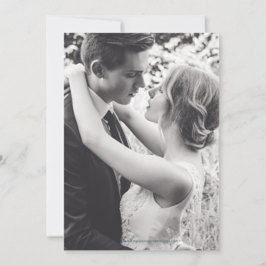 決して結婚式のパーティーのダークブルーよりも遅い方がいい 招待状 (裏面)