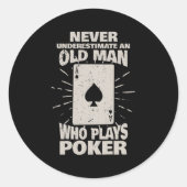 決して老人を過小評価しない遊トランプのポーカー ラウンドシール (正面)