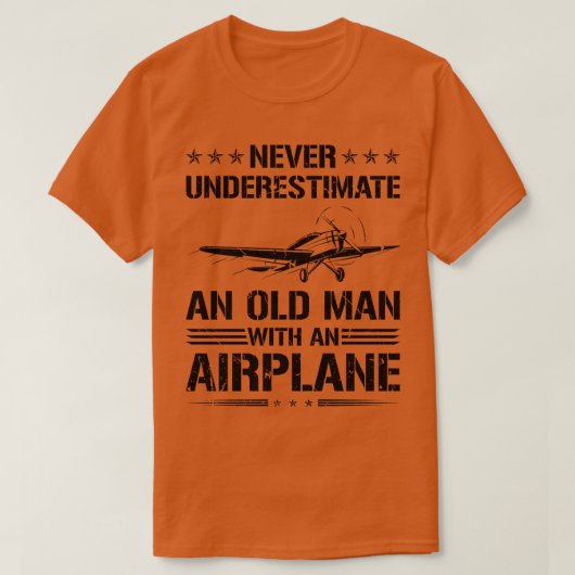 決して老人パイロット飛行機 Tシャツ (デザイン正面)