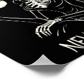 決して良いスケルトン女性のコーヒーの花を飲む ポスター (角)