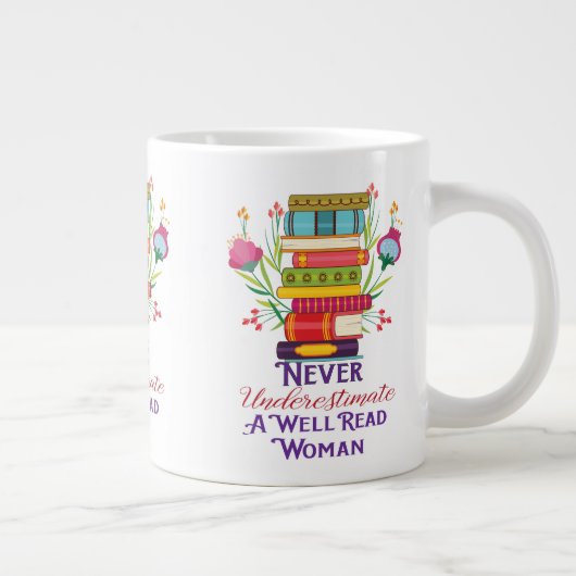 決して良い女性のマ読グを甘く見ない ジャンボコーヒーマグカップ (右)