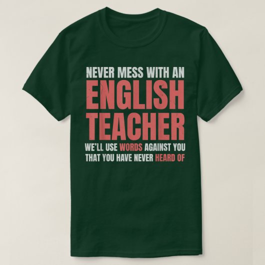 決して英語の先生ラブテアおもしろいクと混同しない Tシャツ (デザイン正面)