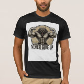 決して諦めない - 筋肉の狼パワー Tシャツ (正面)