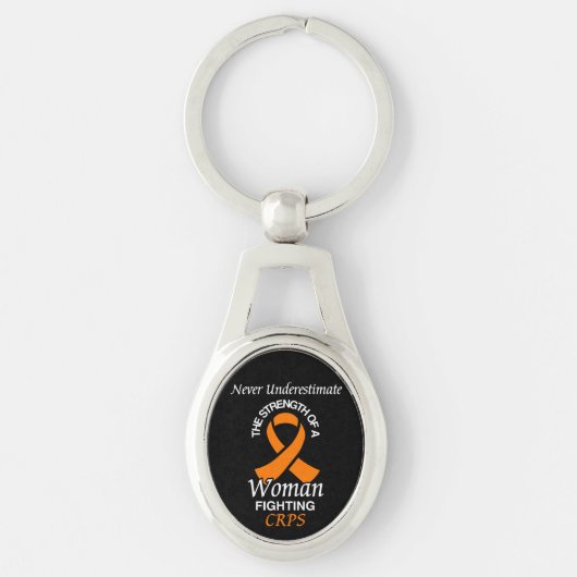 決して過小評価/リボン/女性…CRPS キーホルダー (正面)
