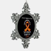 決して過小評価/リボン/女性…CRPS スノーフレークピューターオーナメント (左)