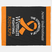 決して過小評価/リボン/女性…RSD/CRPS フリースブランケット (正面(横))