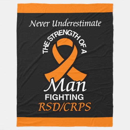 決して過小評価/リボン/男…RSD/CRPS フリースブランケット (正面)