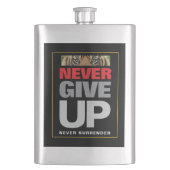 決して降参しない引用文クラシック フラスク (正面)