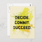 決める。コミット。成功。やる気を起こさせる引用文 ポストカード (正面/裏面)