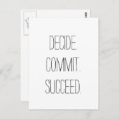 決める。コミット。成功。やる気を起こさせる引用文 ポストカード (正面/裏面)