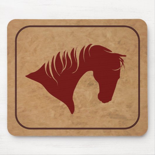 決め付けられた革馬頭部のシルエットのマウスパッド マウスパッド (正面)