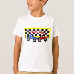決勝線の漫画のレースカー Tシャツ