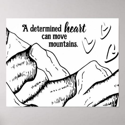 決定されたやる気を起こさせるハートは山を移動できる ポスター (正面)