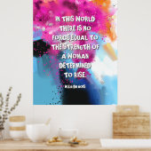 決定された女インスパイア性の引用文ピンク・ブラック・アート ポスター (キッチン)