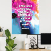 決定された女インスパイア性の引用文ピンク・ブラック・アート ポスター (ホームオフィス)